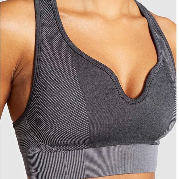 Gymshark- Seamless Gray Sports Bra/ Racerback - Picture 1 of 3
